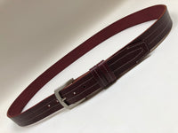Men's Burgundy Leather Belt with Silver Tone Buckle 44A3
