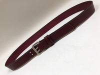 Men's Burgundy Leather Belt with Silver Tone Buckle 44A10