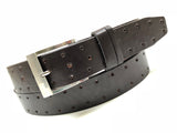 Men's Dark Brown Leather Belt with Smooth Silver Tone Buckle 42A1