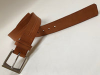 Men's Natural Leather Belt with Silver Tone Buckle 42A7