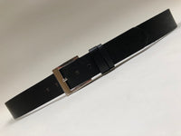 Men's Black Leather Belt with Silver Tone Buckle 38A2