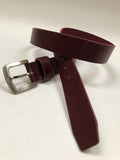Men's Burgundy Leather Belt with Silver Tone Buckle 36A5