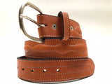 Men's Tan Leather Belt With Silver Tone Buckle 36A16