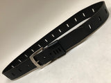 Men's Black Leather Belt With Silver Tone Buckle 36A11