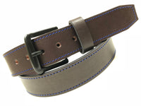 Men's Brown Leather Belt with Black Tone Buckle 34A5
