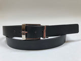 Men's Black Leather Belt with Silver Tone Buckle 46Z1