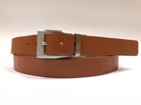 Men's Tan Leather Belt with Silver Tone Buckle 44Z2