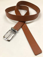 Men's Tan Leather Belt with Silver Tone Buckle 42Z6