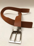 Men's Tan Leather Belt with Silver Tone Buckle 42Z5