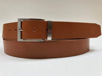 Men's Tan Leather Belt with Silver Tone Buckle 42Z7