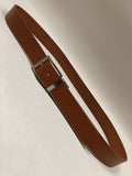 Men's Tan Leather Belt with Silver Tone Buckle 42Z7