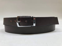 Men's Dark Brown Leather Belt with Silver Tone Buckle 42Z2