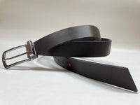Men's Dark Brown Leather Belt with Silver Tone Buckle 42Z2
