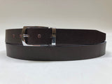 Men's Dark Brown Leather Belt with Silver Tone Buckle 42Z4