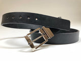 Men's Black Leather Belt with Silver Tone Buckle 42Z1