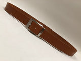 Men's Tan Leather Belt with Silver Tone Buckle 40Z4
