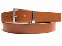 Men's Tan Leather Belt with Silver Tone Buckle 40Z1