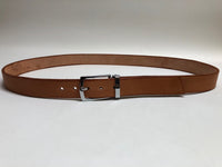 Men's Natural Leather Belt with Silver Tone Buckle 40Z3