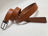 Men's Tan Leather Belt with Silver Tone Buckle 40Z5