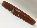 Men's Tan Leather Belt with Silver Tone Buckle 38Z3