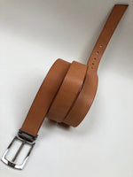 Men's Natural Leather Belt with Silver Tone Buckle 38Z4