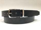 Men's Black Leather Belt with Silver Tone Buckle 38Z5