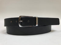 Men's Black Leather Belt with Silver Tone Buckle 38Z6