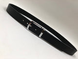 Men's Black Leather Belt with Silver Tone Buckle 38Z6