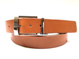 Men's Tan Leather Belt with Silver Tone Buckle 38Z8