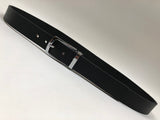 Men's Black Leather Belt with Silver Tone Buckle 34Z3