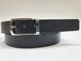 Men's Black Leather Belt with Silver Tone Buckle 34Z1