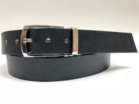 Men's Black Leather Belt with Silver Tone Buckle 36Z1