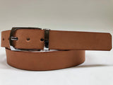 Men's Natural Leather Belt with Silver Tone Bukcle 32Z1