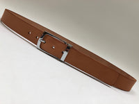 Men's Natural Leather Belt with Silver Tone Bukcle 32Z1