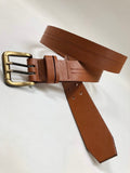 Men's Natural Leather Belt with Brown Stitching B2154