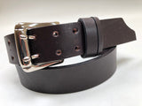 Men's Dark Brown Double Prong Leather Belt B1854