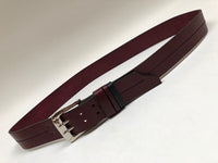 Men's Burgundy Leather Belt with Silver Tone Buckle 38A14