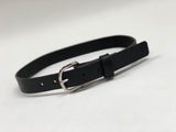 Kids Black Leather Belt with Smooth Silver Tone Buckle 20Z1