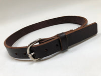 Kids Dark Brown Leather Belt with Smooth Silver Tone Buckle