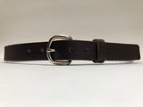 Kids Dark Brown Leather Belt with Smooth Silver Tone Buckle