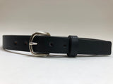 Kids Black Leather Belt with Smooth Silver Tone Buckle