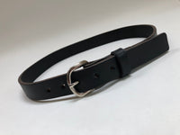 Kids Black Leather Belt with Smooth Silver Tone Buckle