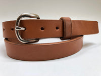 Kids Tan Leather Belt with Smooth Silver Tone Buckle