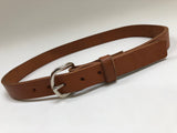 Kids Tan Leather Belt with Smooth Silver Tone Buckle