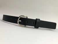 Kids Black Leather Belt with Smooth Silver Tone Buckle 26Z9