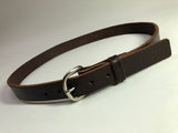 Kids Dark Brown Leather Belt with Smooth  Silver Tone Buckle 30Z12