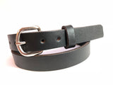 Kids Black Leather Belt with Smooth Silver Tone Buckle 27Z11