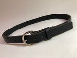 Kids Black Leather Belt with Smooth Silver Tone Buckle 27Z11