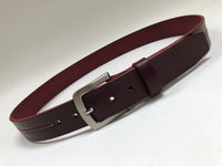 Men's vino leather belt with red and white stitching SKU#34C1