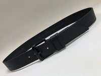 Men's Black Leather Belt with Blue Stitching 34C3